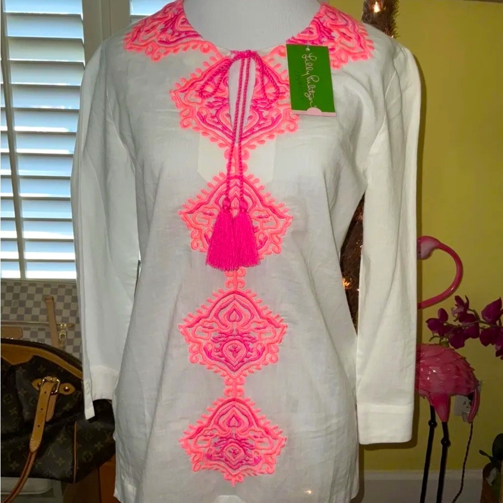 Lilly Pulitzer NWT Amelia Island Tunic Embroidered $138 Size XS Gorgeous! - Picture 3 of 6